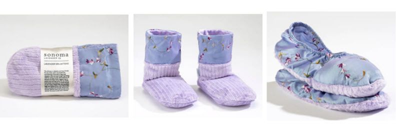 Sonoma Lavender Mittens Booties and Lavender Slippers