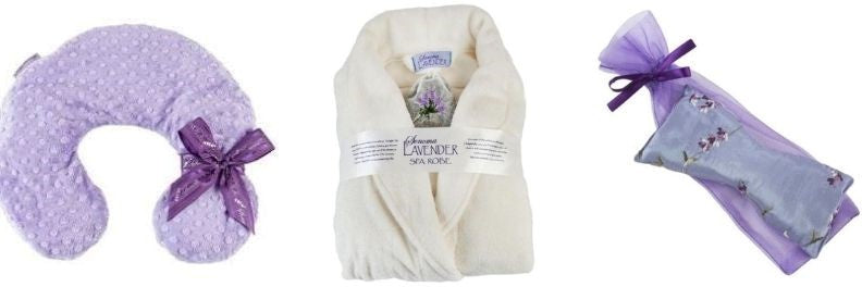 Sonoma Lavender Spa Neck Pillow, Ultra-Luxe Soft & Cozy Plush Shawl Robe and Embroidered silk eye pillow
