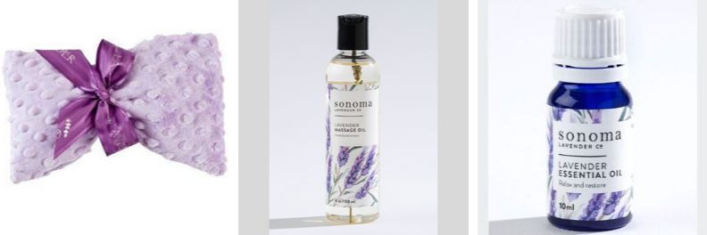 sonoma lavender spa mask massage oil and essential oil
