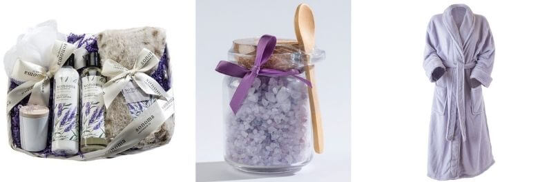 pampering spa gifts shawl robe lavender bath salts relaxing spa bath kit