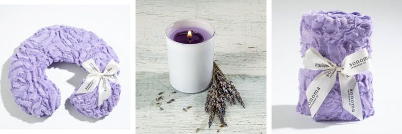 sonoma lavender neck pillow, candle and heat wrap