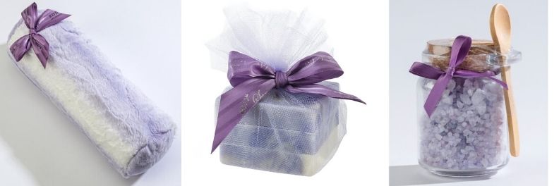 spa birthday gifts for her lavender neck bolster roll lavender soaps lavender bath salts