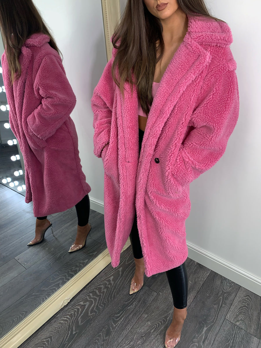 dark pink teddy coat