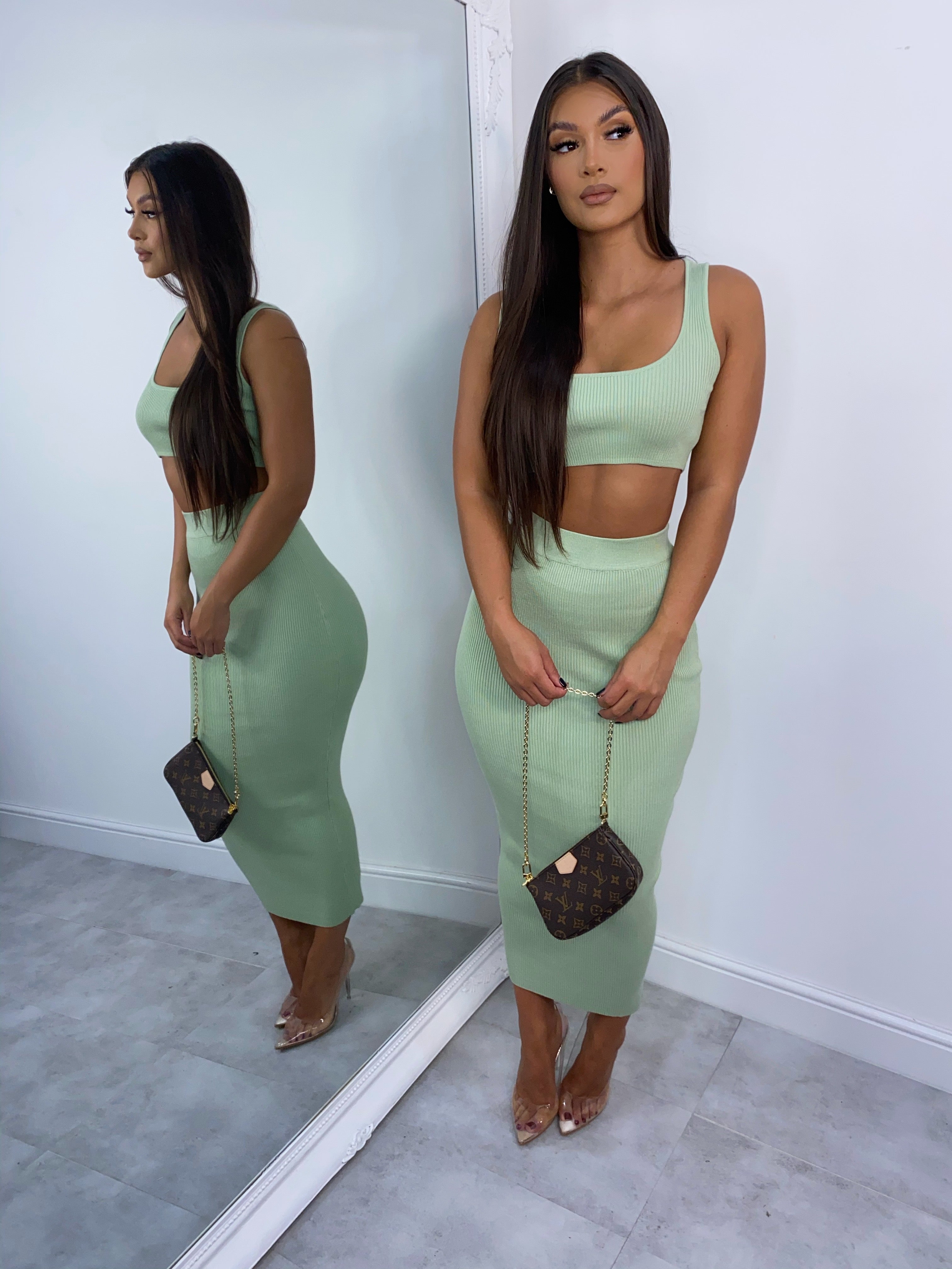 Kimberley Ribbed Two Piece - Sage (SALE)