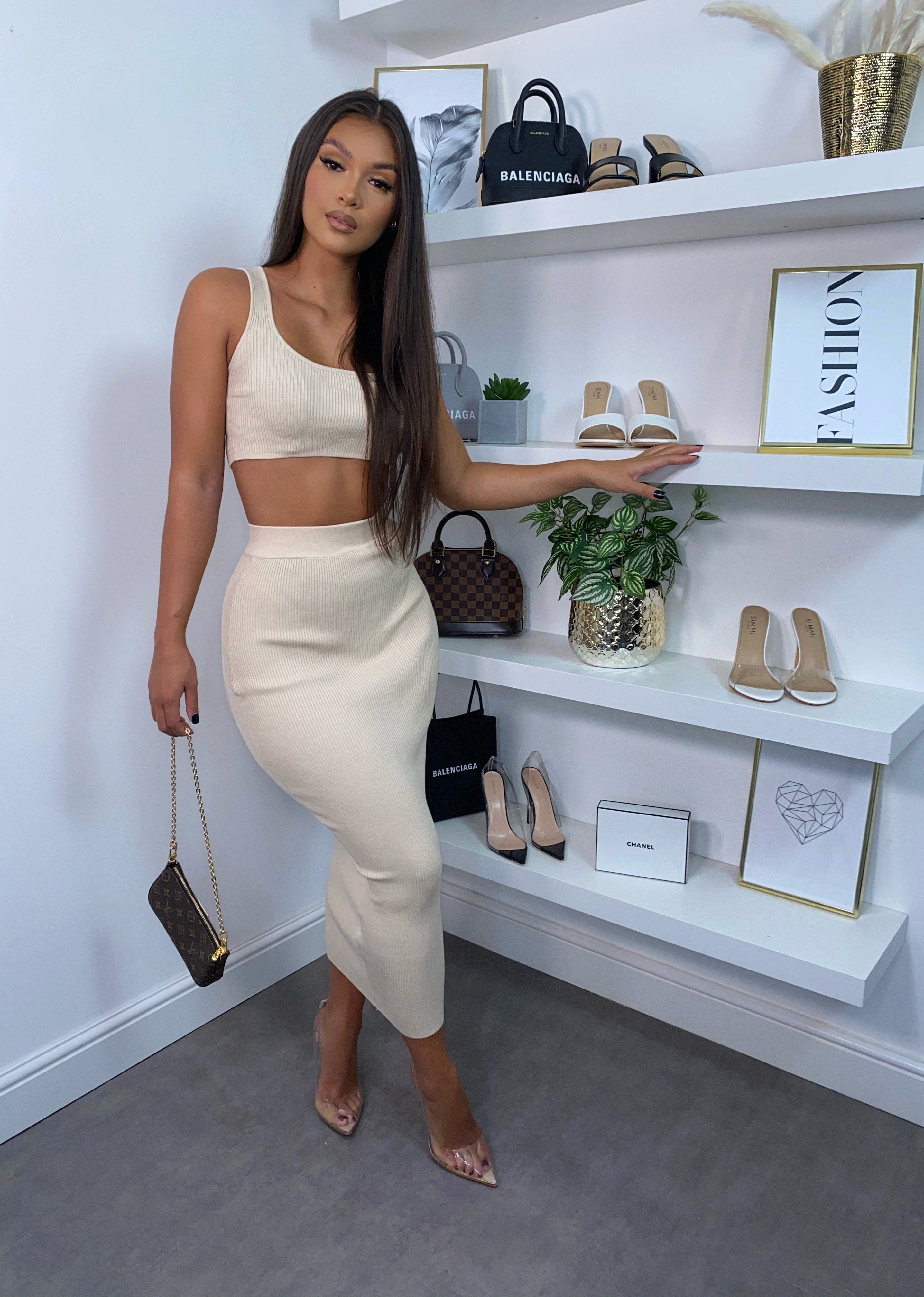 Kimberley Ribbed Two Piece - Beige (SALE)