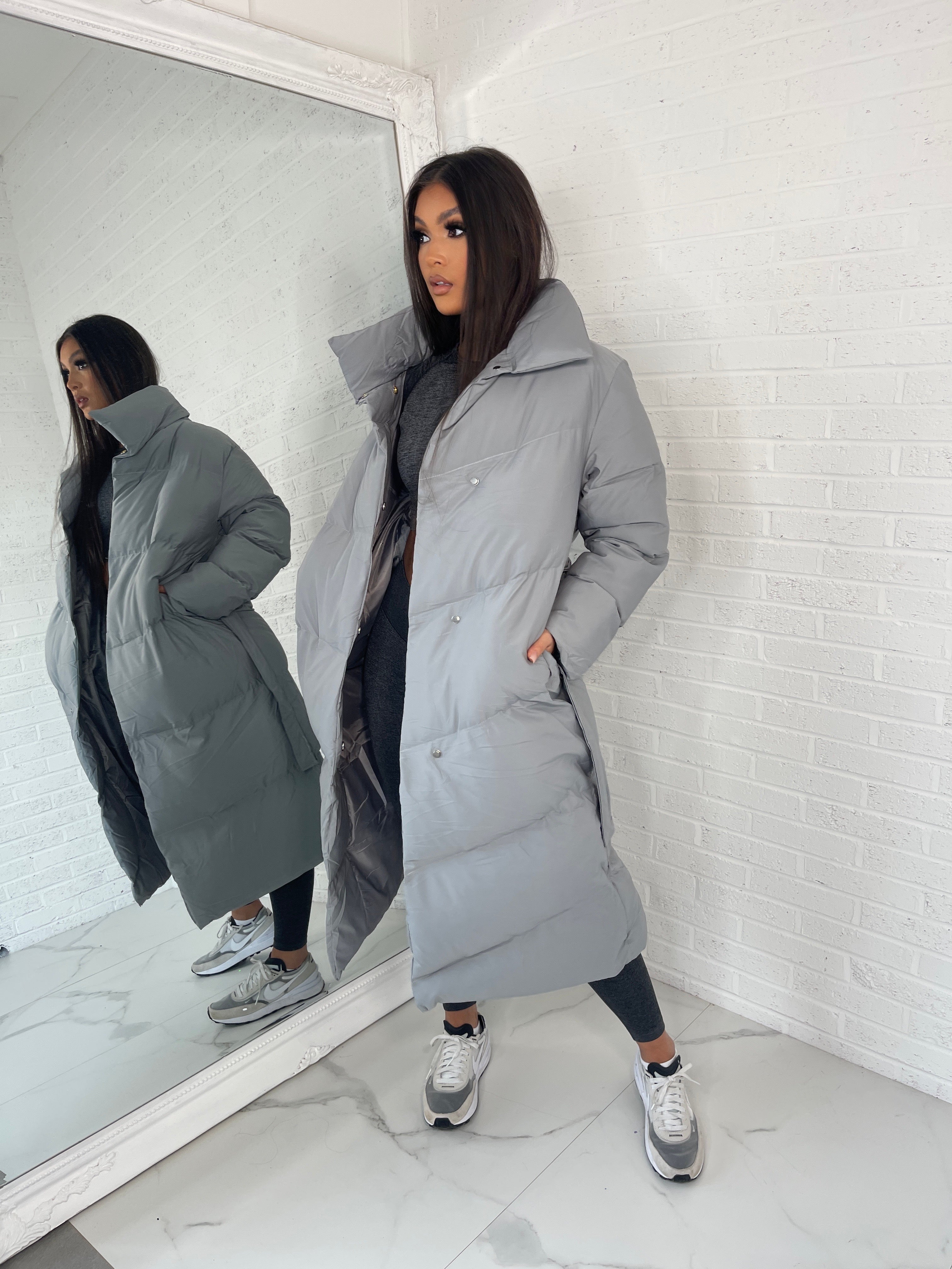 Padded Duvet Coat - Grey