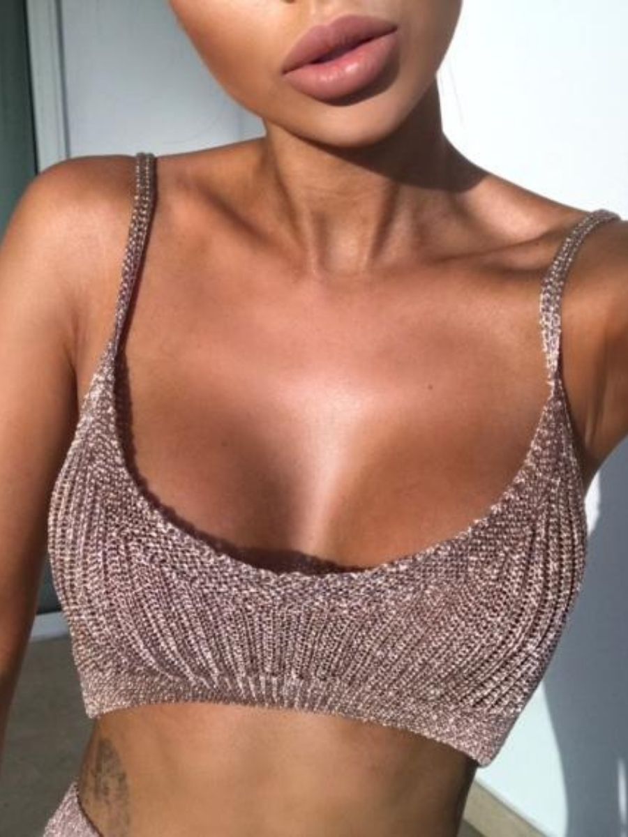 Chiara Metallic Crop Top -  Rose Gold