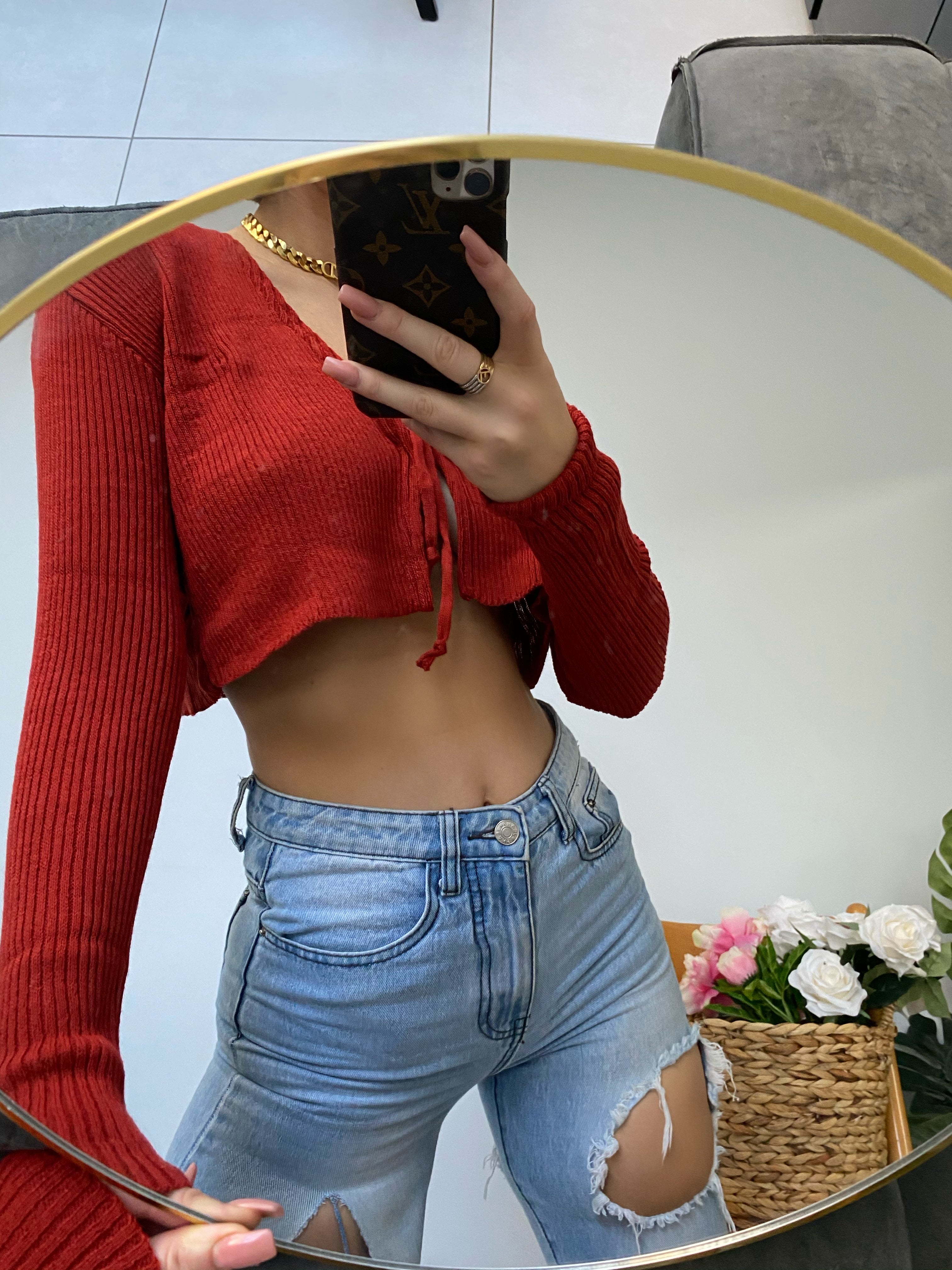 Jessie Tie Crop Top - Red (SALE)