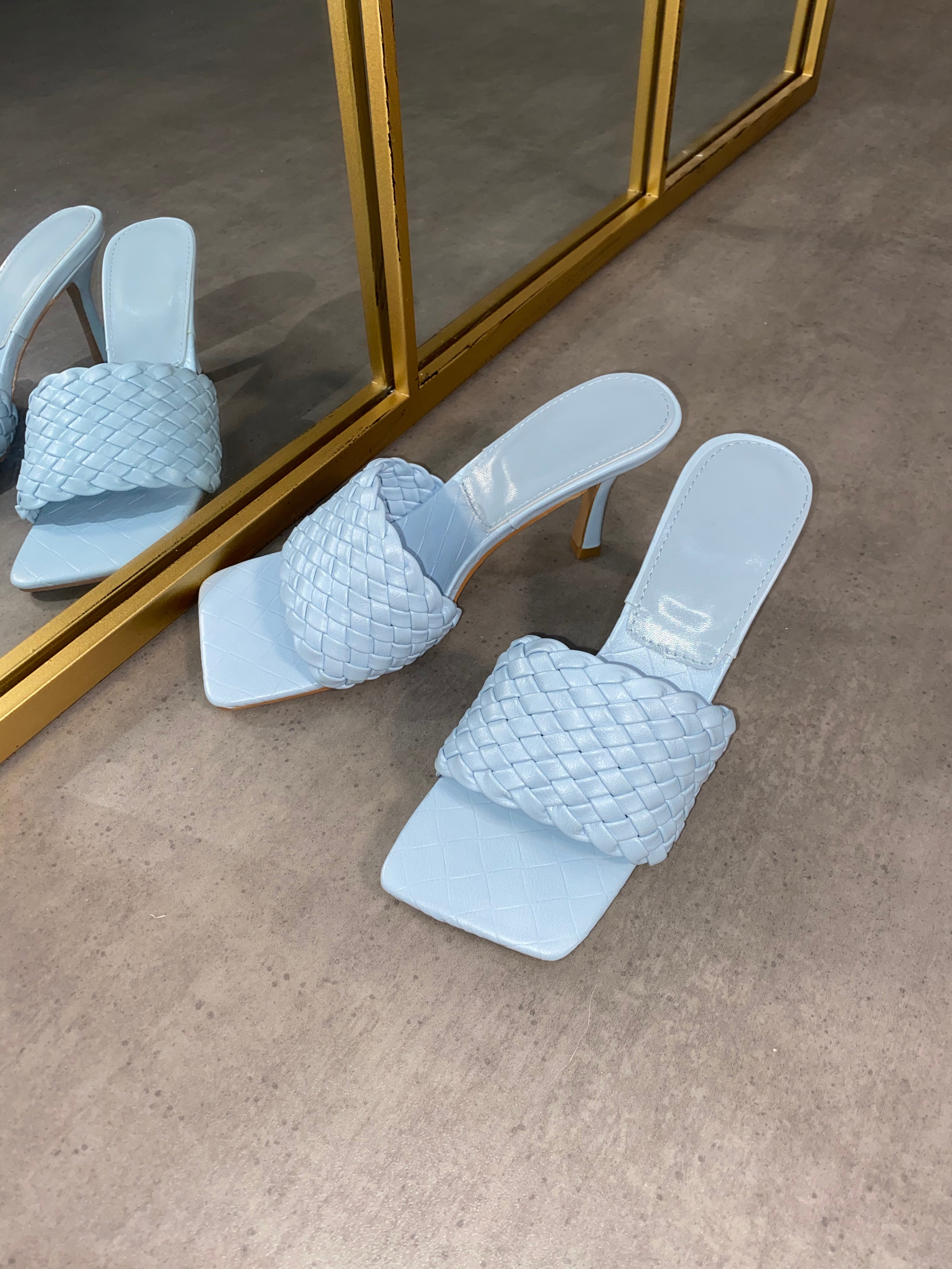 Lara Woven Heel Mules - Blue (SALE)