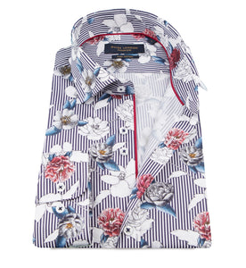 Guide London Stripe Floral Shirt LS75756