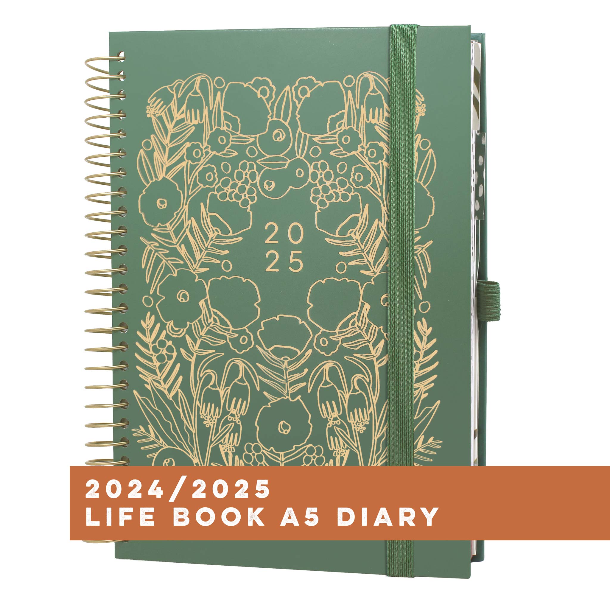 An image of Life Book 2025 Diary | A5 Academic Diary Week to View Green