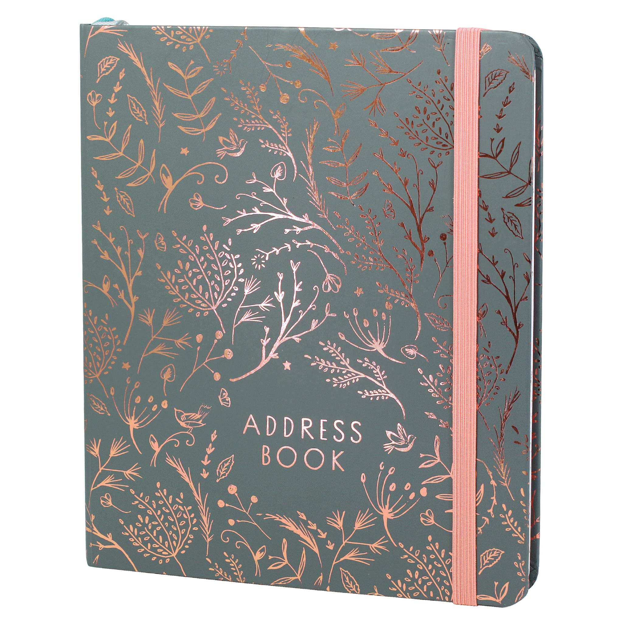 An image of The Boxclever Press Large Address Book (Tropical Elegance) Index tabs Mist