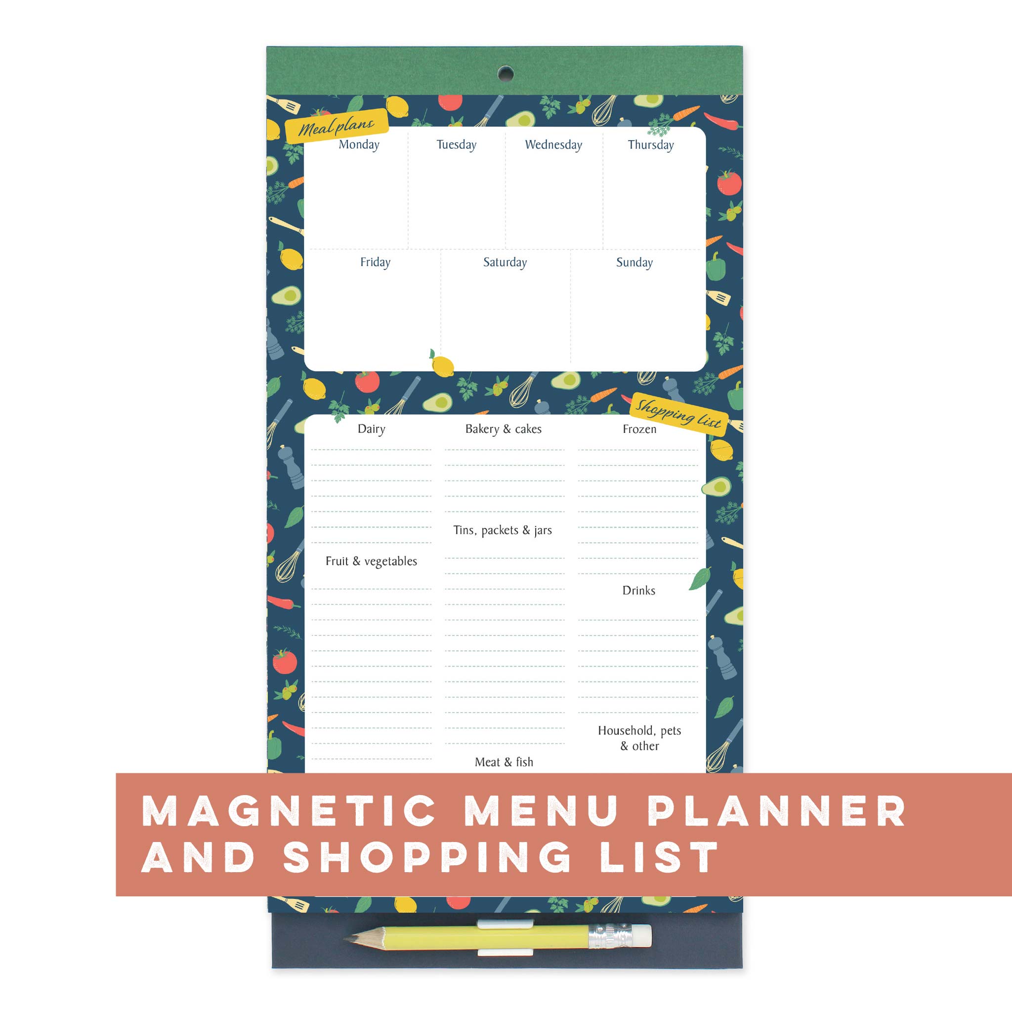 An image of Menu & Shopping Magnetic Fridge List I Meal Planner I Boxclever Press Multi Kitc...
