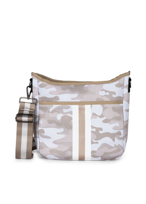 Haute Shore  Billie Sahara - Beige Camo Neoprene Tennis Bag w/Stripe