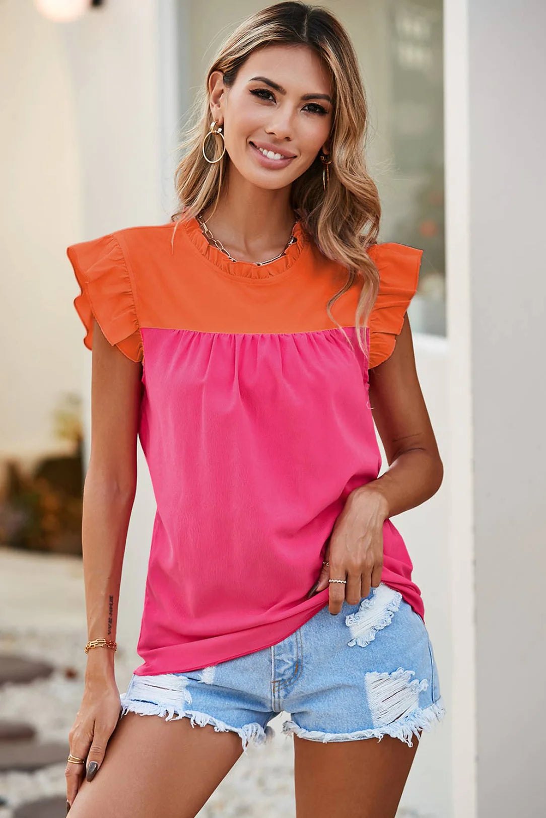 little-daisy-closet-two-tone-pleated-ruffle-trim-blouse-pink-dot-styles.webp__PID:e38fb3cd-65d8-43fd-a0da-c4855534a08f