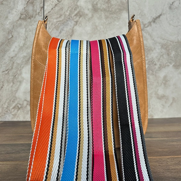 Ahdorned Webbed Stripes Crossbody Straps