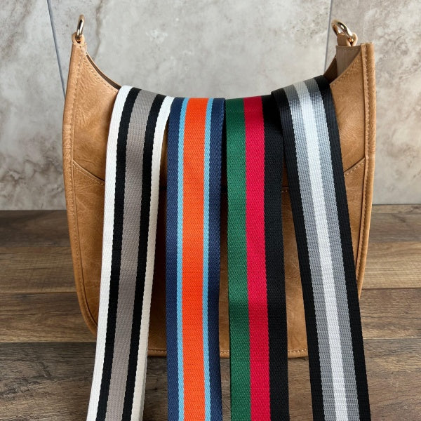 Haute Shore  Crossbody Strap - Bello Gunmetal Hardware Red Green Stripe