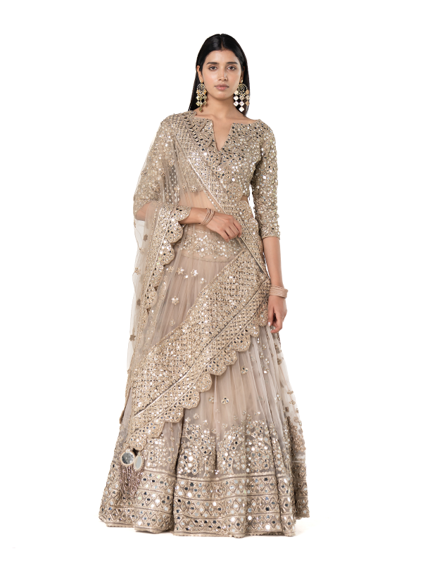 Abhinav Mishra Moon Grey Embellished lehenga Set