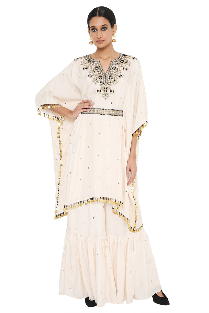 Payal Singhal Embroidered Kaftan And Sharara With Belt
