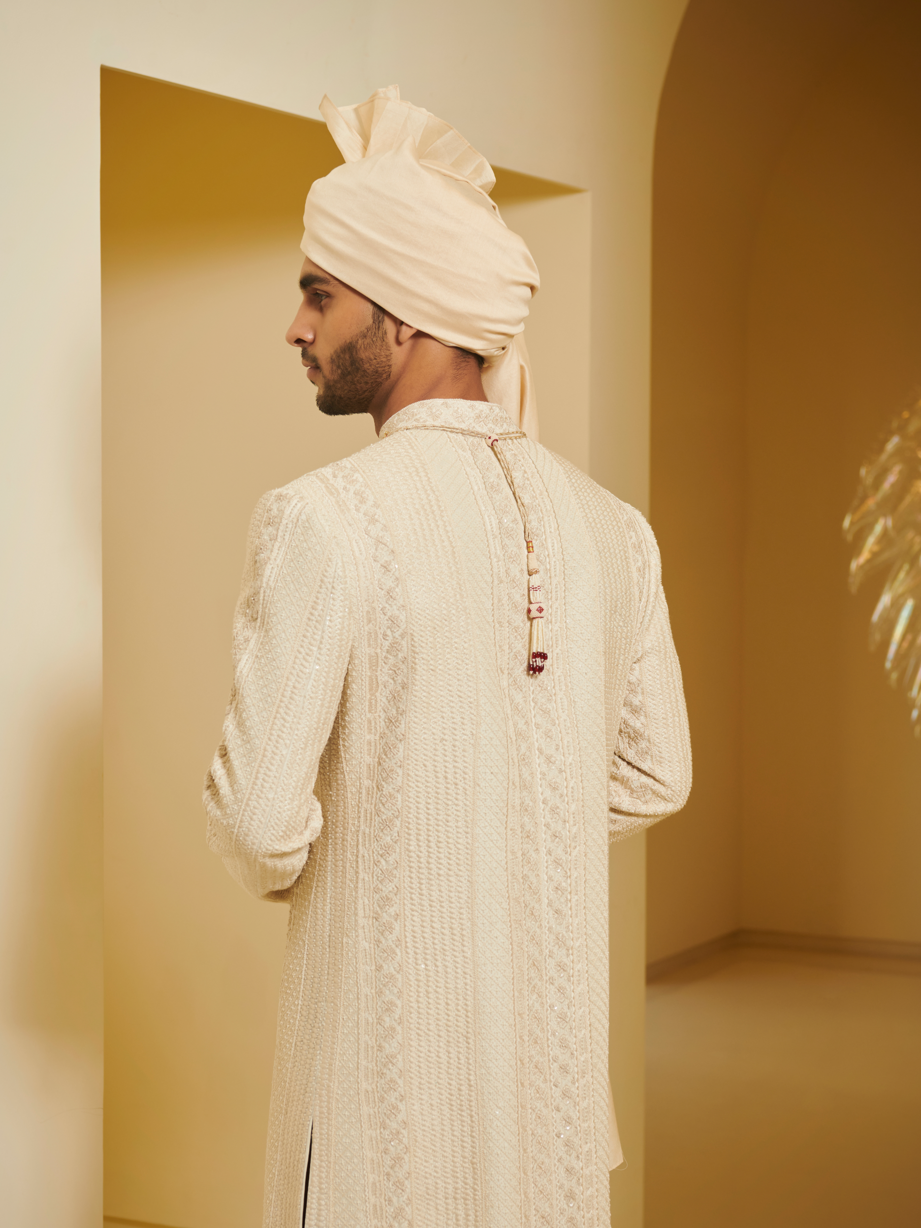 Embroidered Sherwani With Ivory Churidar - The Grand Trunk