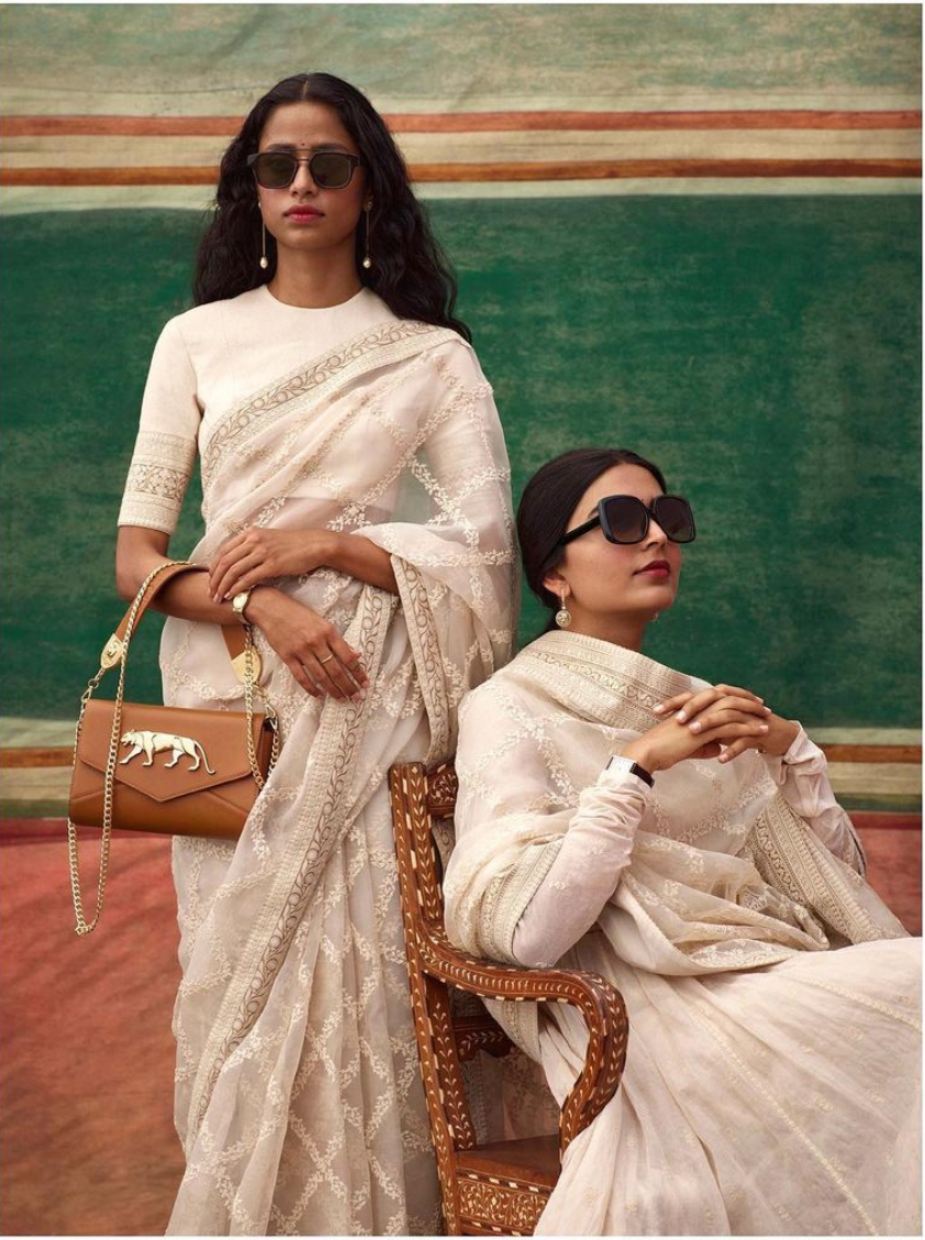 Sabyasachi 2021 Thread Work Embroidered Organza Saree With Noil Silk Blouse The Grand Trunk 