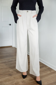 Esther Wide Leg Trousers, Cream