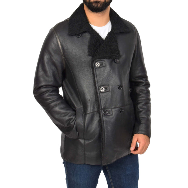 Mens Real Sheepskin Jacket Reefer Blazer Pea Coat | A1 Fashion Goods