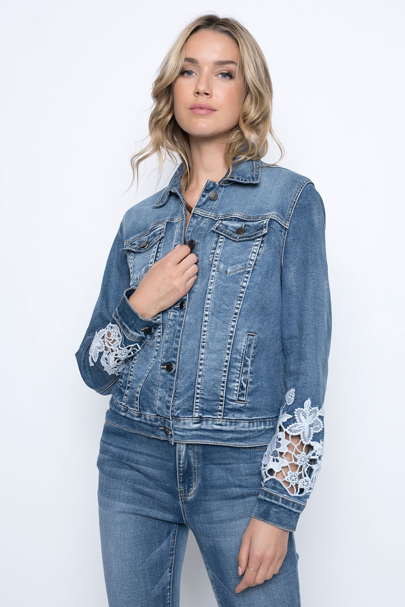 Cut-out Embroidered Denim Jacket | Shop Now | Picadilly Canada