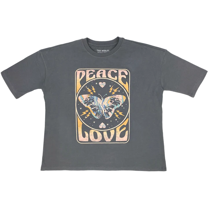 Tiny Whales - Peace & Love Over-Sized Child T-Shirt