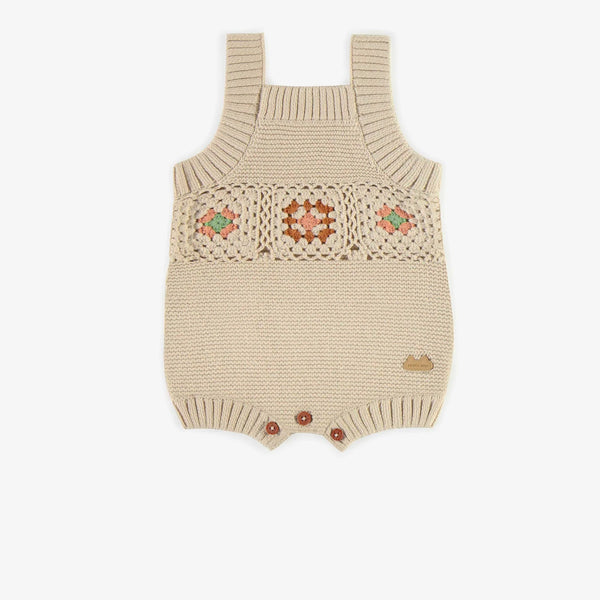 Souris Mini - Cream Embroidered Onesie Chrochet