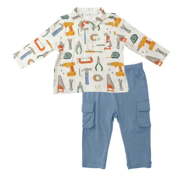 Angel Dear - Tools Bamboo Polo and Cargo Pant Set