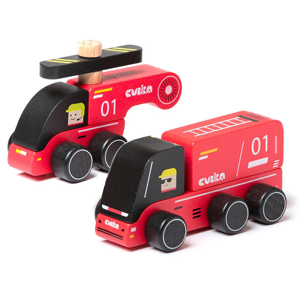 Cubika - Wooden Cars "Firefighters"
