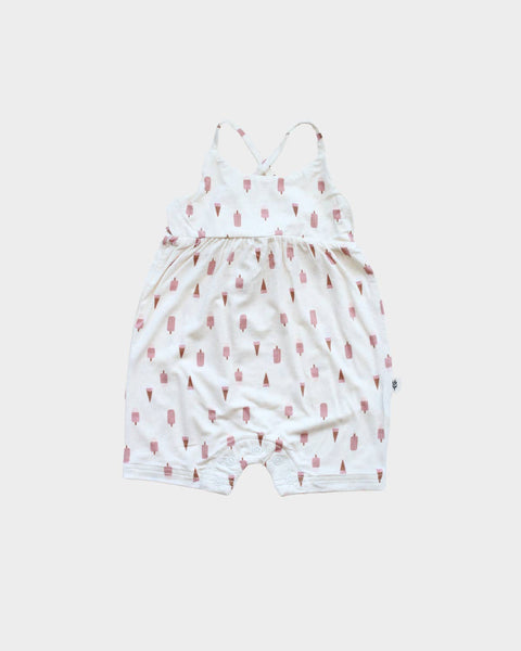 babysprouts clothing company - S23 D2: Baby Girl Tie-Back Romper in Summer Treats - kennethodaniel