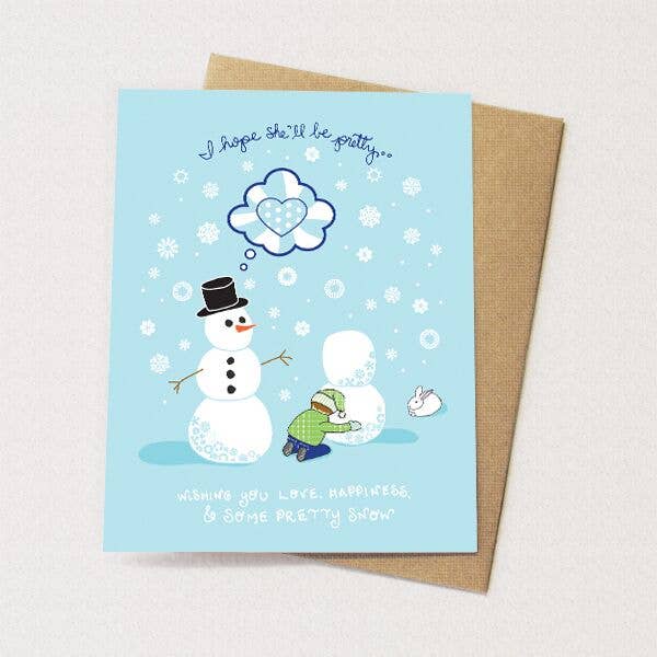 Cynla - Pretty Snow Card - Holiday greeting card, snowman cards - kennethodaniel