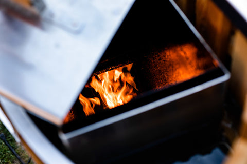 Wood fired hot tub firebox