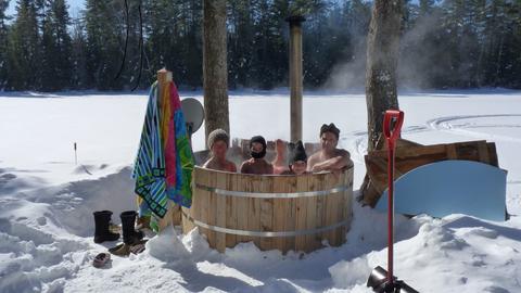 Wood fired hot tub