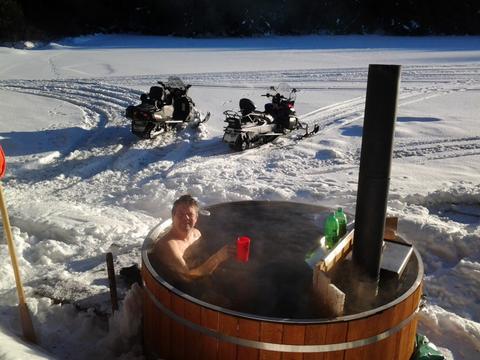 Wood fire hot tub alumitub