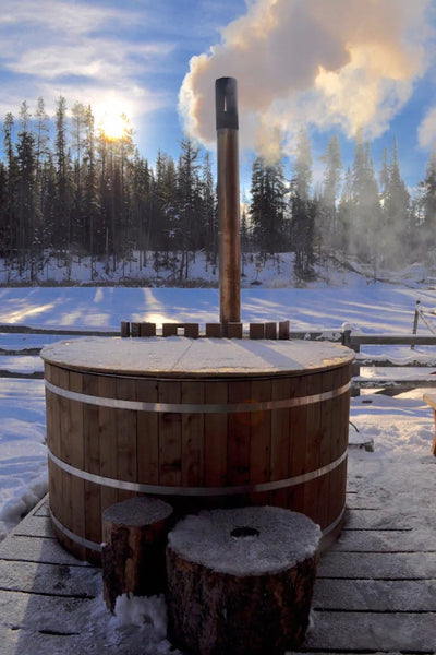 Wood burning hot tub alumitub