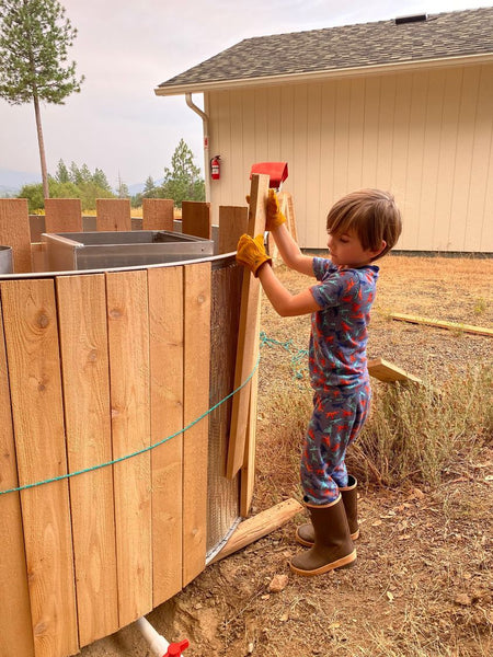 wood burning hot tub assembly