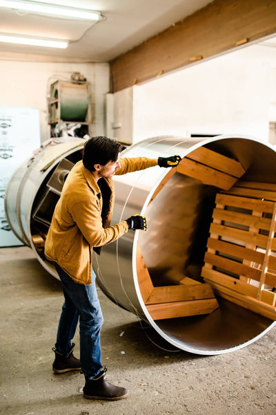 Josh, owner and operator of AlumiTubs, prepares an AlumiTubs to be shipped.