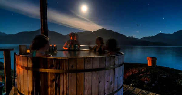 wood fired hot tub under the stars