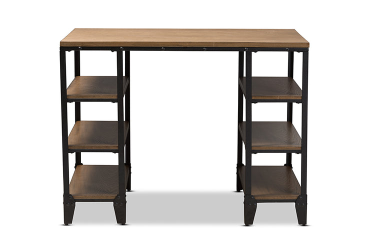 Pepe Rustic Industrial Metal And Distressed Wood Storage Desk