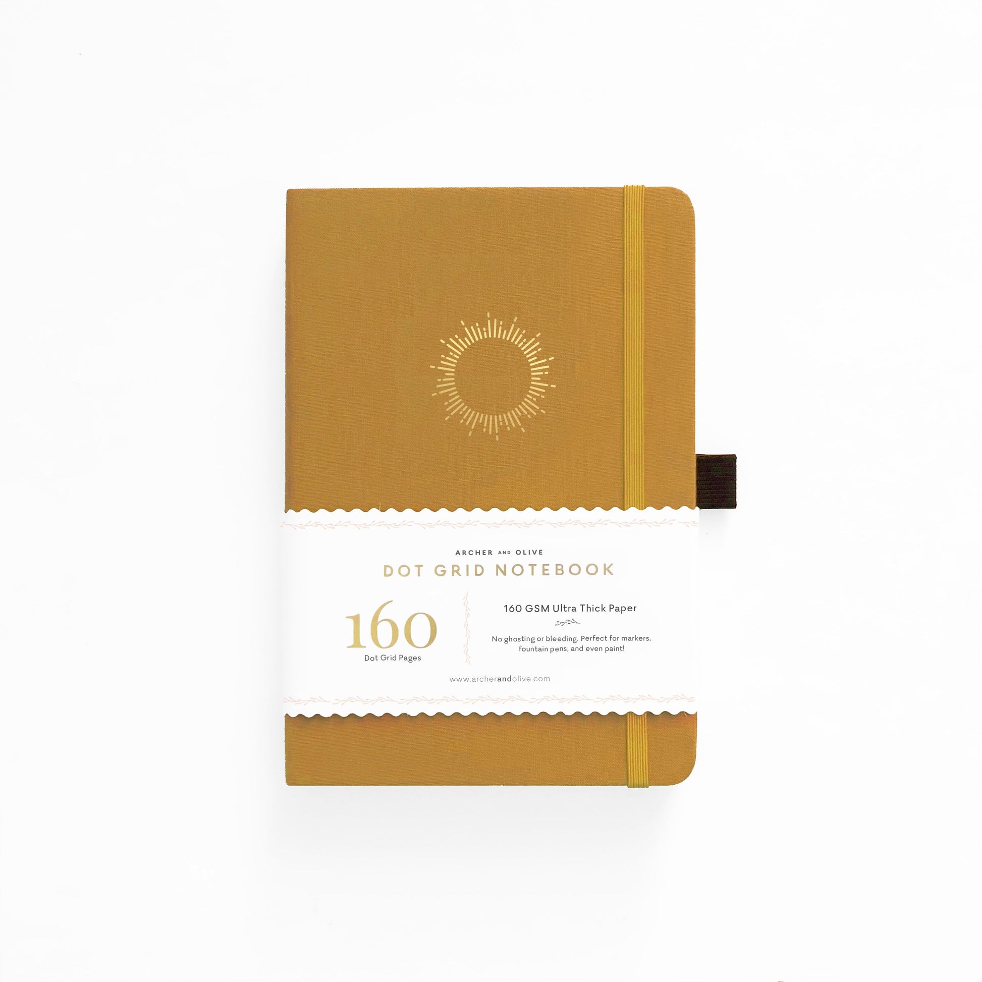 Archer and Olive A5 Morning Sun 160 Pages Dot Grid Notebook - Front Cover with Sleeve - Paper Dream