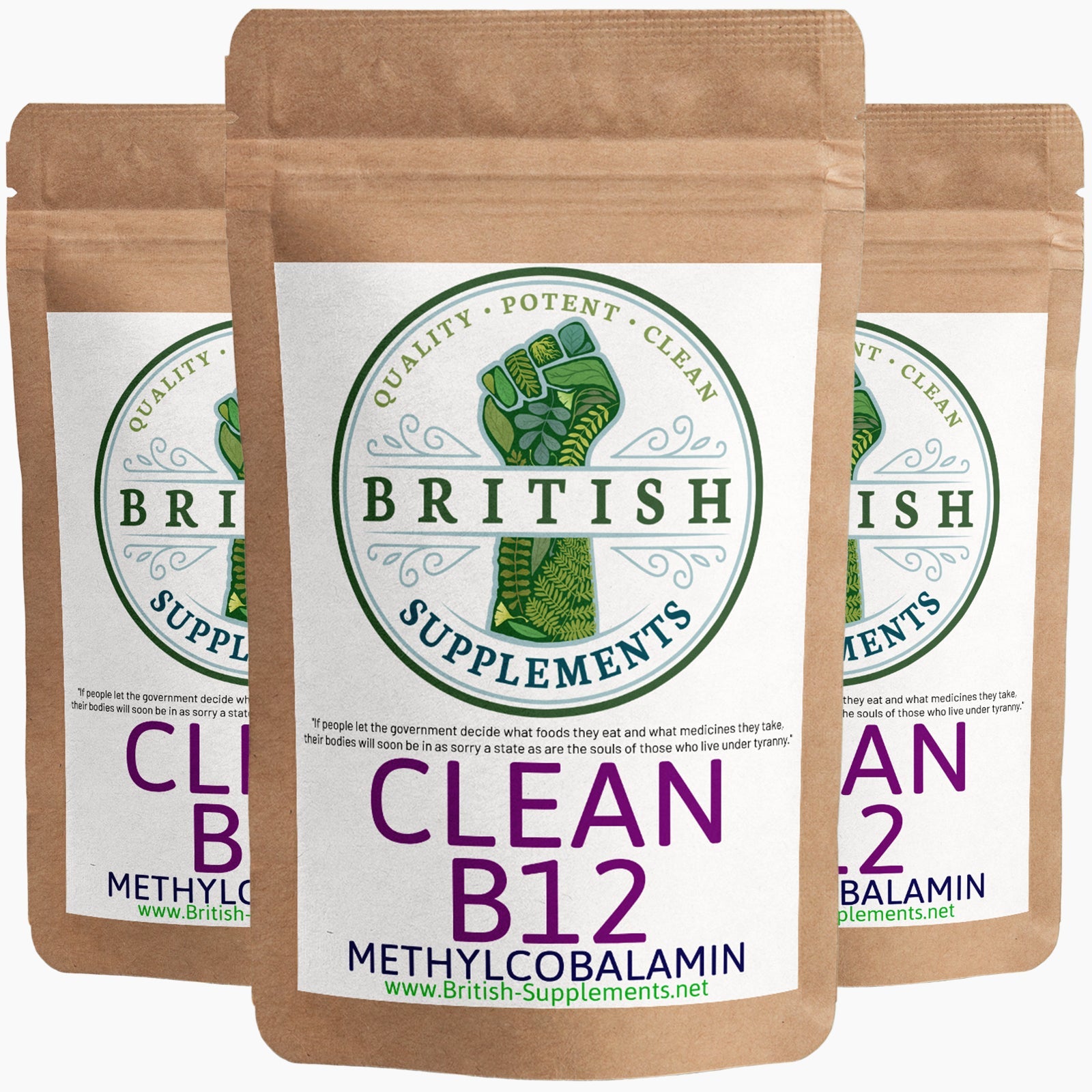 Clean B12 (Methylcobalamin 1,300ug) - British Supplements product image