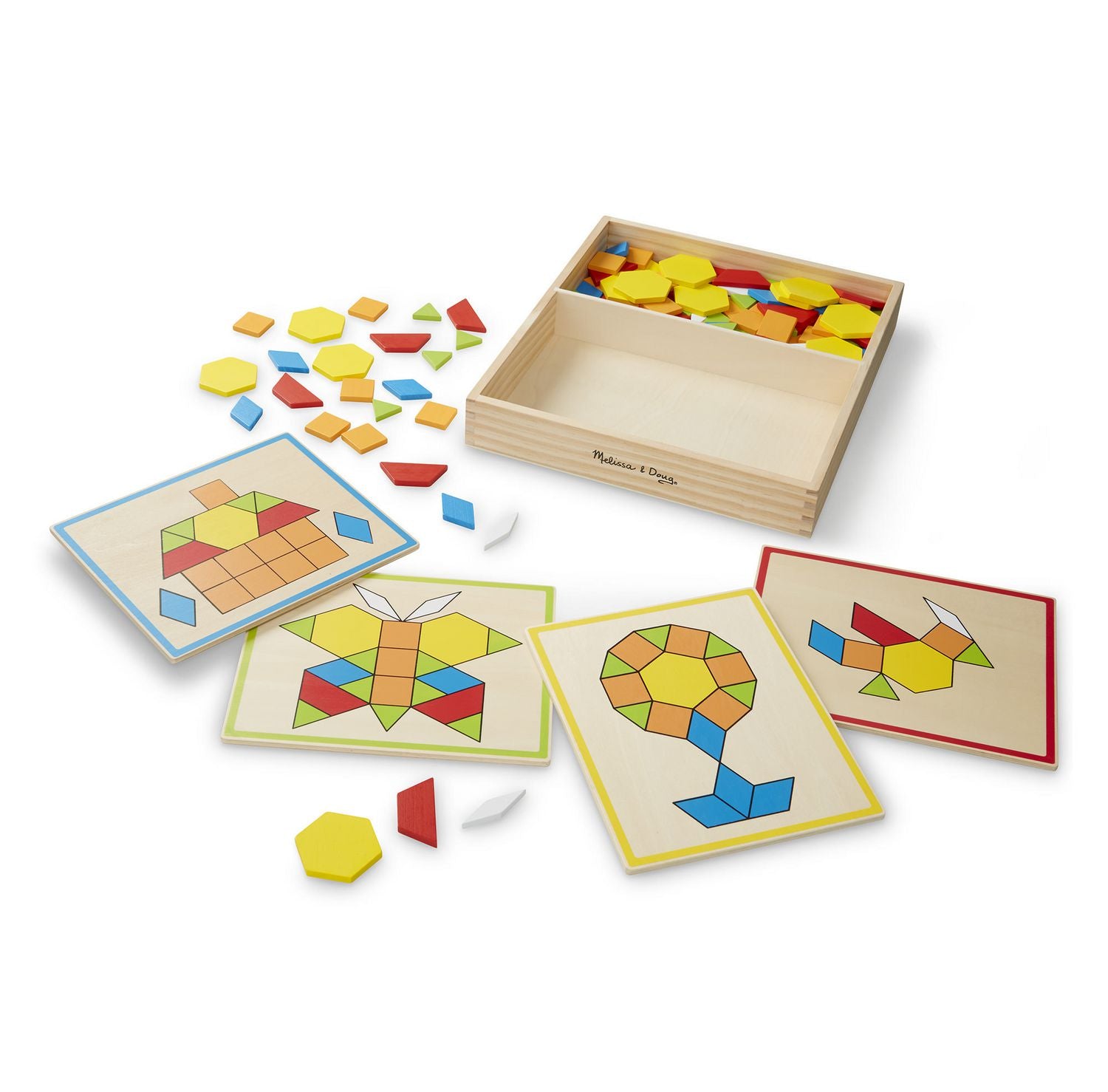 wooden pattern blocks and boards