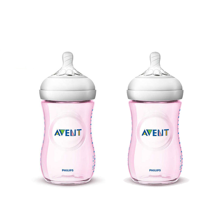Persoon belast met sportgame Tot stand brengen constant Philips Avent Natural Baby Bottle Pink 260ml Pack of 2 | BambiniJO