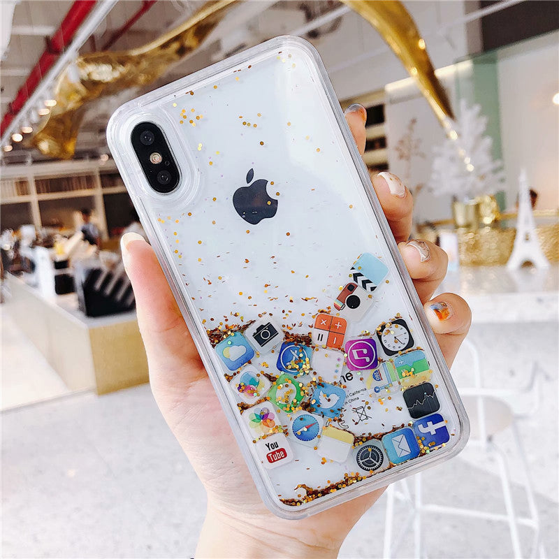 coque iphone xs paillette liquide