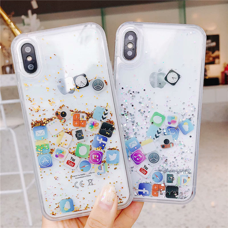 coque iphone xs paillette liquide