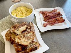 French toast, bacon and eggs