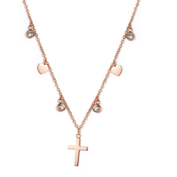 Choker Rosegold Damen Halskette Mit Kreuz Charms Urbanhelden Gmbh